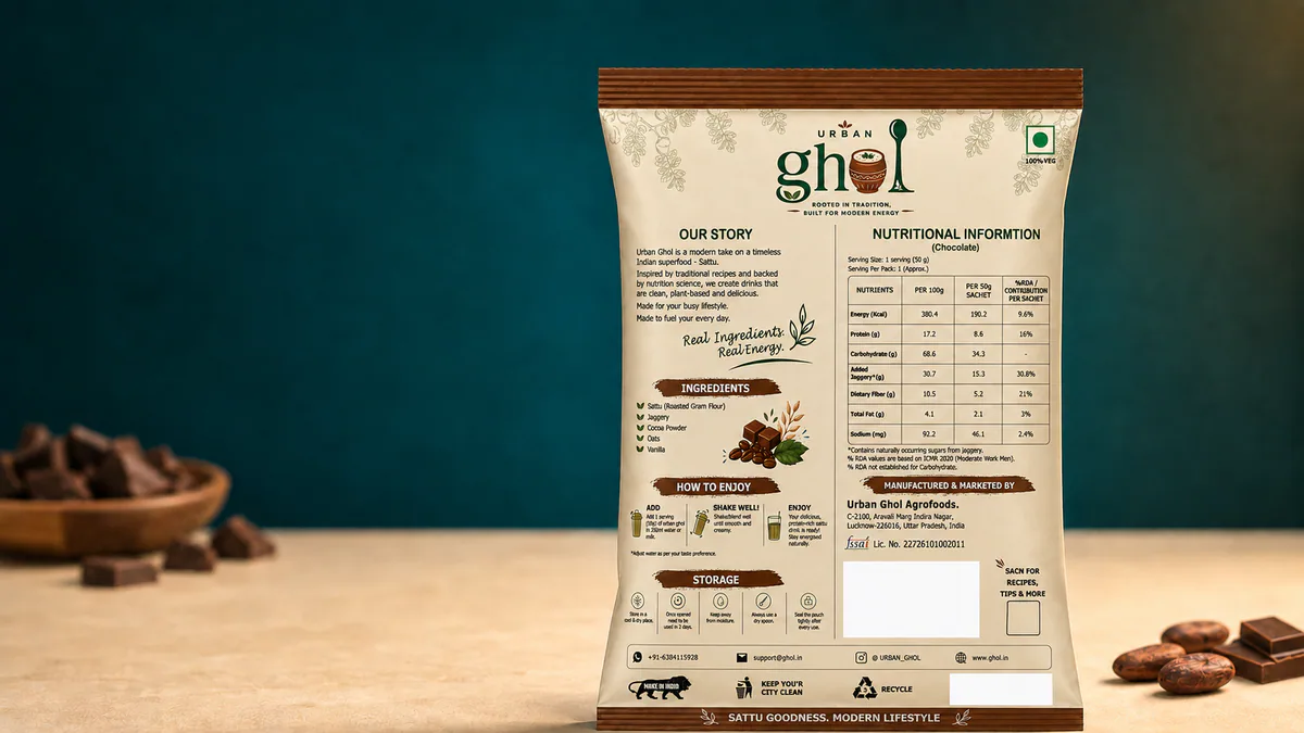 Chocolate Sattu Drink Mix Back