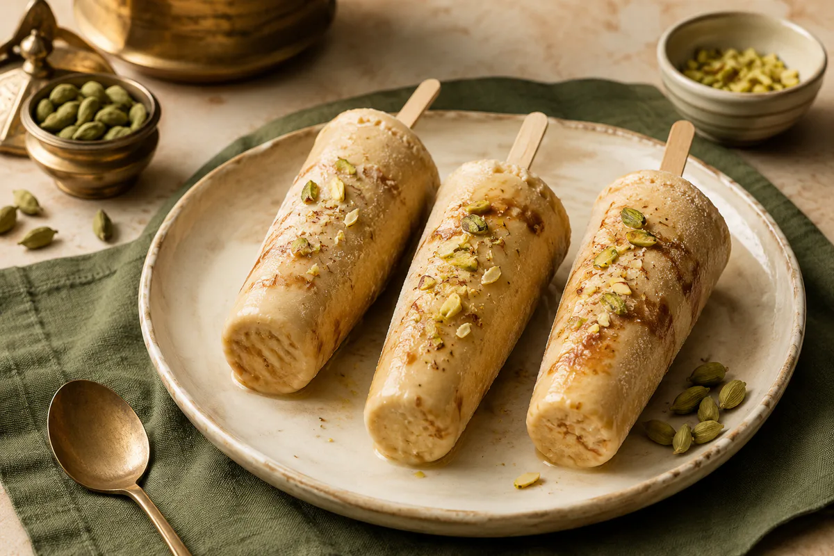 Cardamom Sattu Kulfi Lollies
